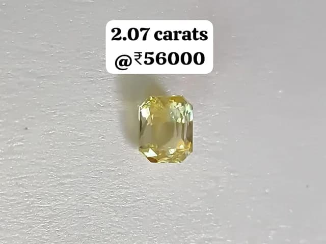 Vedic Ceylon Yellow Sapphire — emerald cut light canary yellow